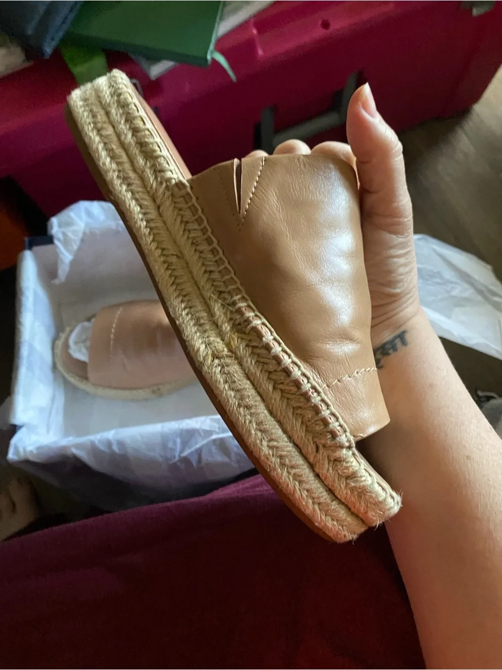 Splendid Tan Leather Espadrille Platform Mule “Thaddeus” little to no wear.